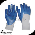 SRSAFETY 13G knitted nylon 3/4 nitrile dip gloves/work nitrile glove/blue nitrile gloves